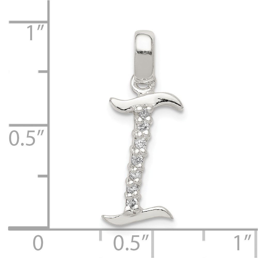 Sterling Silver CZ Letter I Initial Pendant (QC6525I)