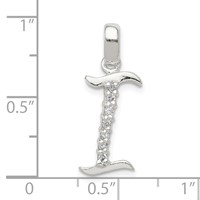 Sterling Silver CZ Letter I Initial Pendant view 4