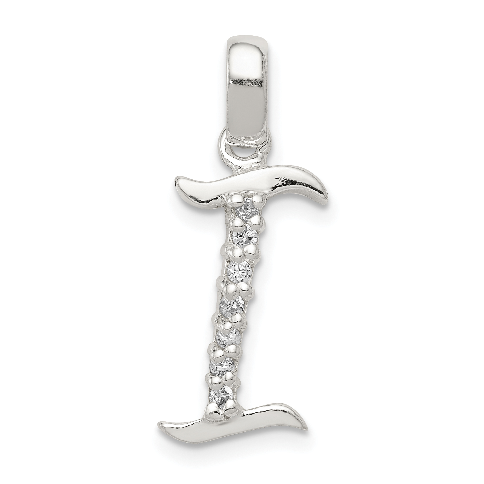 Sterling Silver CZ Letter I Initial Pendant (QC6525I)
