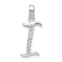 Sterling Silver CZ Letter I Initial Pendant view 1