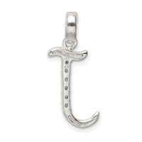 Sterling Silver CZ Letter J Initial Pendant view 3