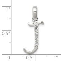 Sterling Silver CZ Letter J Initial Pendant view 4