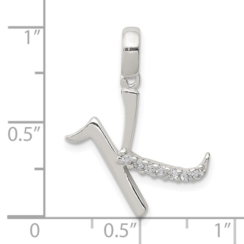Sterling Silver CZ Letter K Initial Pendant (QC6525K)