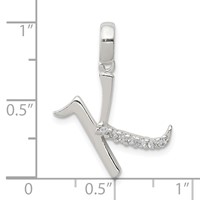 Sterling Silver CZ Letter K Initial Pendant view 4