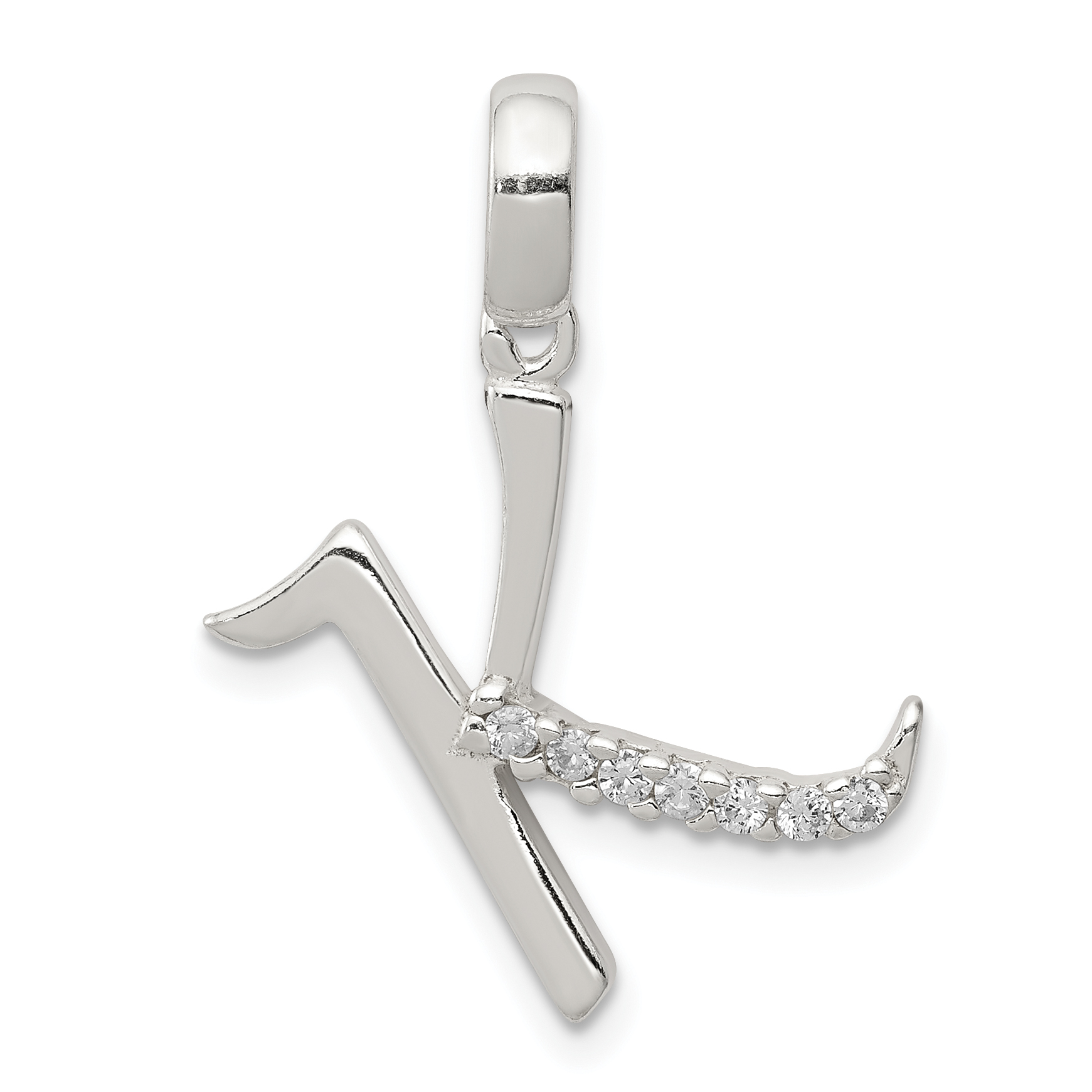 Sterling Silver CZ Letter K Initial Pendant (QC6525K)