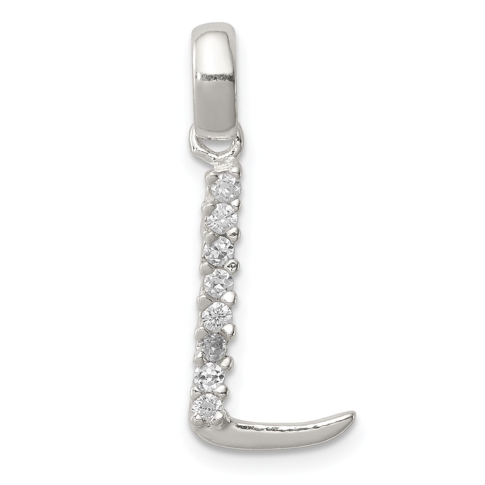 Sterling Silver CZ Letter L Initial Pendant (QC6525L)