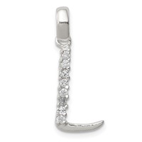 Sterling Silver CZ Letter L Initial Pendant view 1