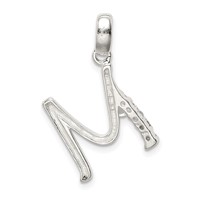 Sterling Silver CZ Letter M Initial Pendant view 3