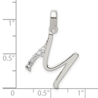 Sterling Silver CZ Letter M Initial Pendant view 4