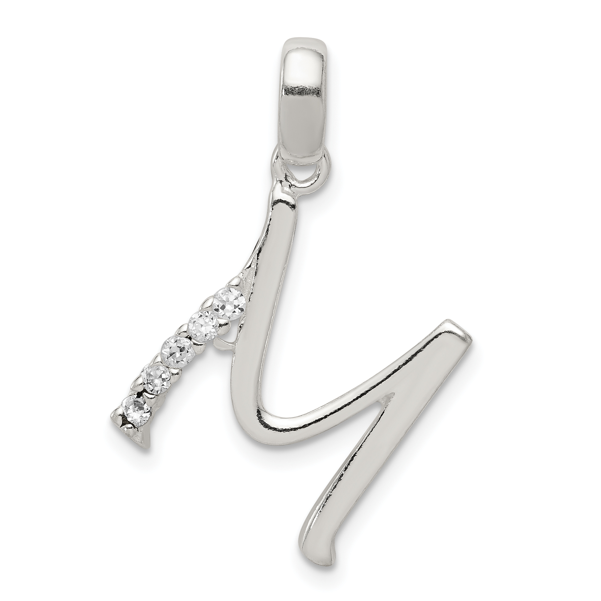 Sterling Silver CZ Letter M Initial Pendant (QC6525M)