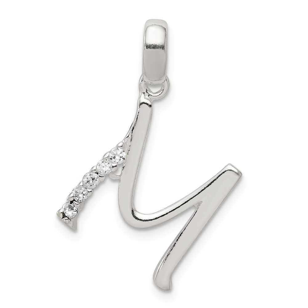 Sterling Silver CZ Letter M Initial Pendant (QC6525M)