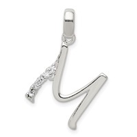 Sterling Silver CZ Letter M Initial Pendant view 1