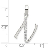 Sterling Silver CZ Letter N Initial Pendant view 4