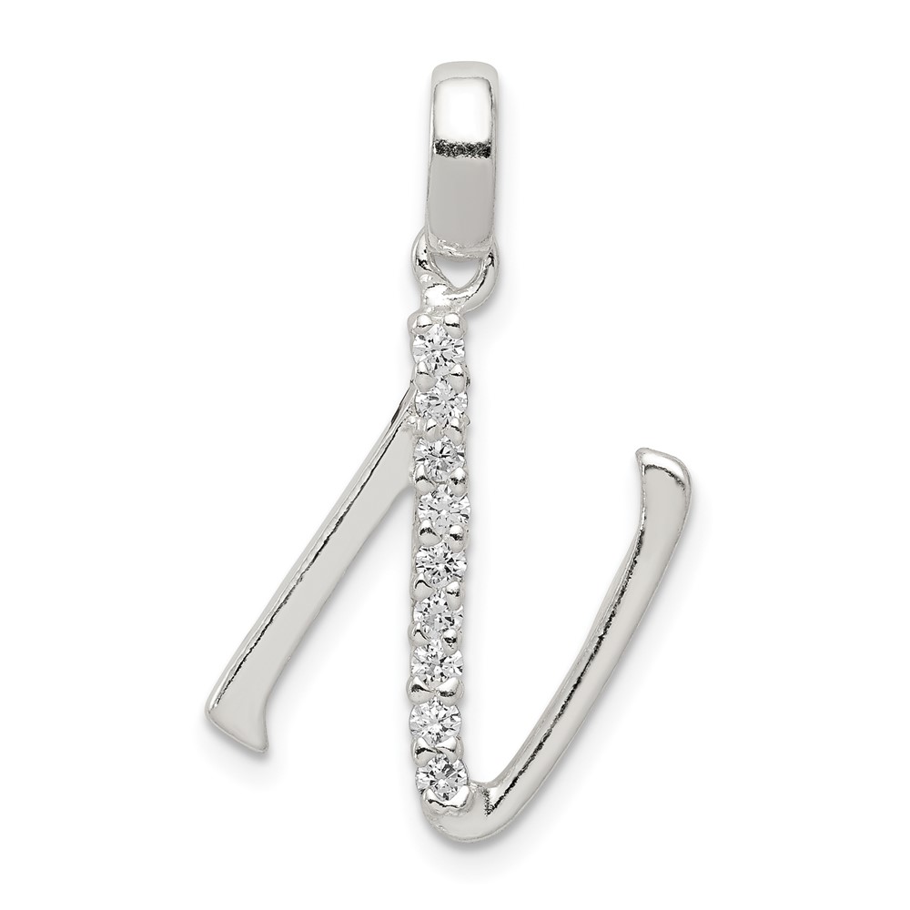 Sterling Silver CZ Letter N Initial Pendant (QC6525N)