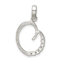 Sterling Silver CZ Letter O Initial Pendant view 3