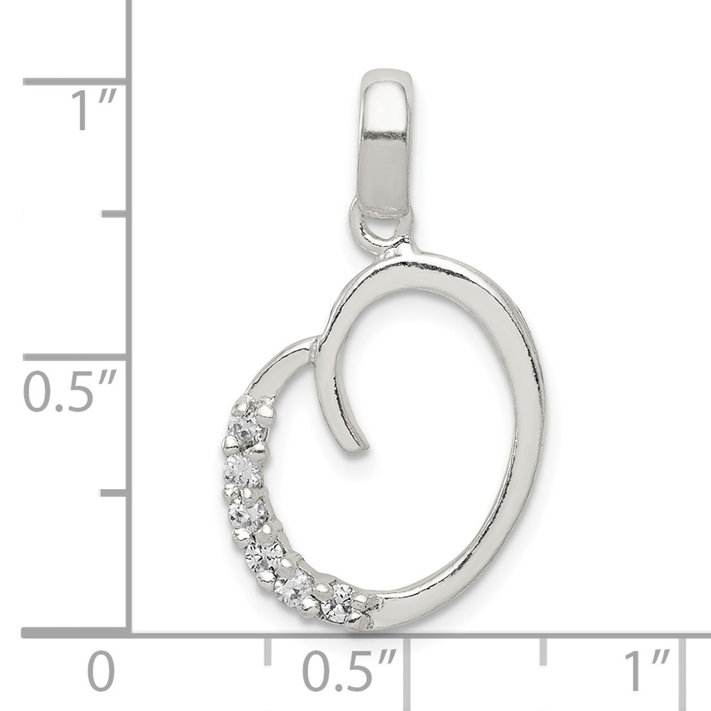 Sterling Silver CZ Letter O Initial Pendant (QC6525O)