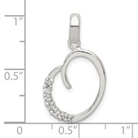 Sterling Silver CZ Letter O Initial Pendant view 4