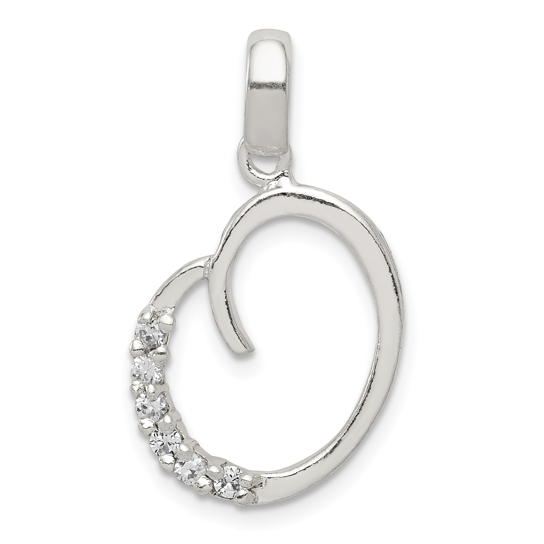 Sterling Silver CZ Letter O Initial Pendant (QC6525O)