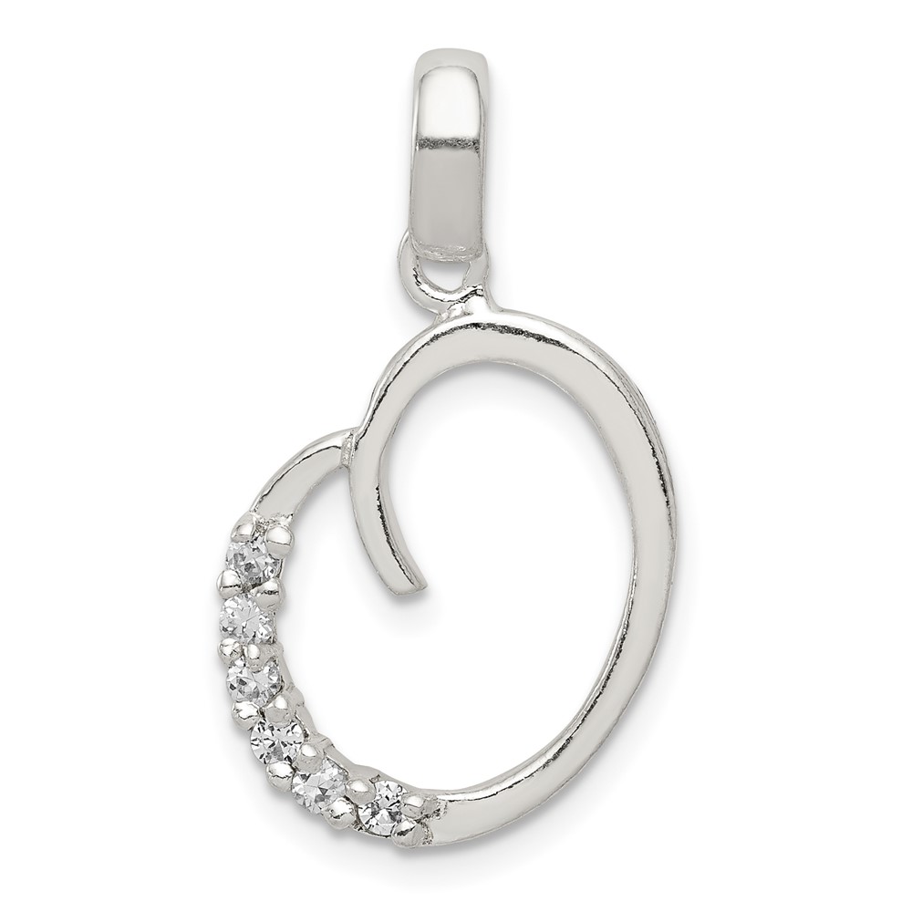 Sterling Silver CZ Letter O Initial Pendant (QC6525O)