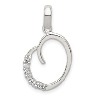 Sterling Silver CZ Letter O Initial Pendant view 1