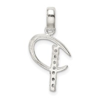 Sterling Silver CZ Letter P Initial Pendant view 3
