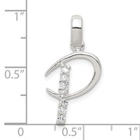 Sterling Silver CZ Letter P Initial Pendant view 4
