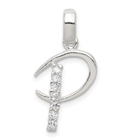 Sterling Silver CZ Letter P Initial Pendant view 1