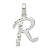 Sterling Silver CZ Letter R Initial Pendant view 1