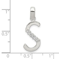 Sterling Silver CZ Letter S Initial Pendant view 4