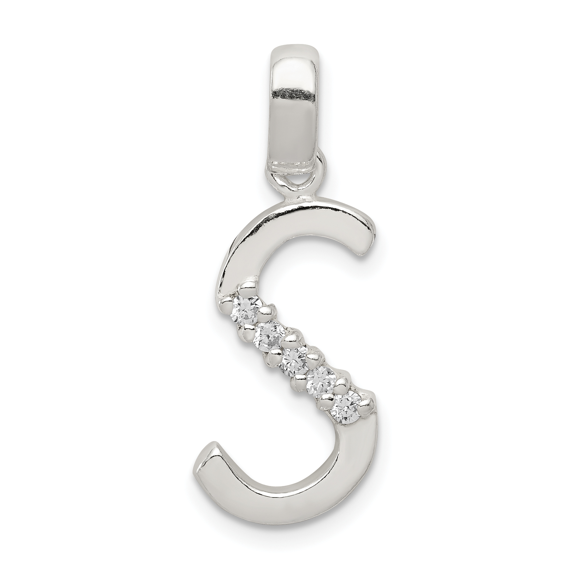 Sterling Silver CZ Letter S Initial Pendant (QC6525S)