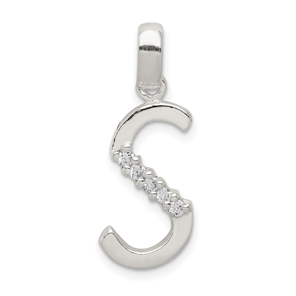 Sterling Silver CZ Letter S Initial Pendant (QC6525S)