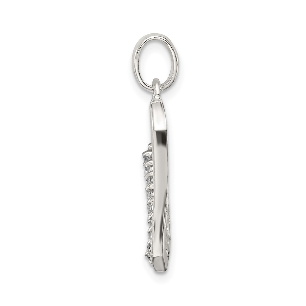 Sterling Silver CZ Letter V Initial Pendant (QC6525V)