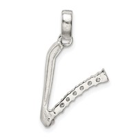 Sterling Silver CZ Letter V Initial Pendant view 3