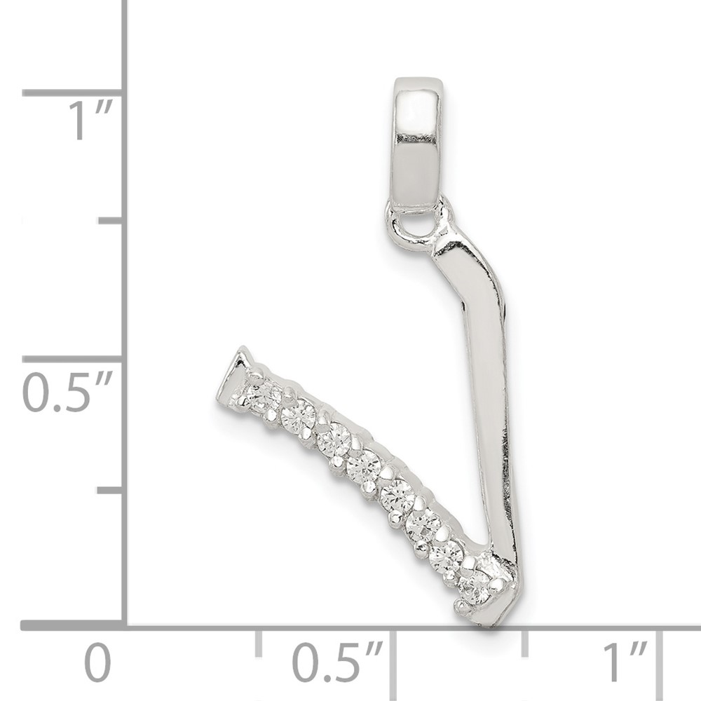 Sterling Silver CZ Letter V Initial Pendant (QC6525V)