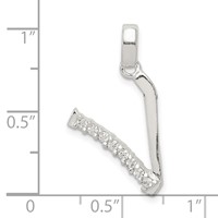Sterling Silver CZ Letter V Initial Pendant view 4