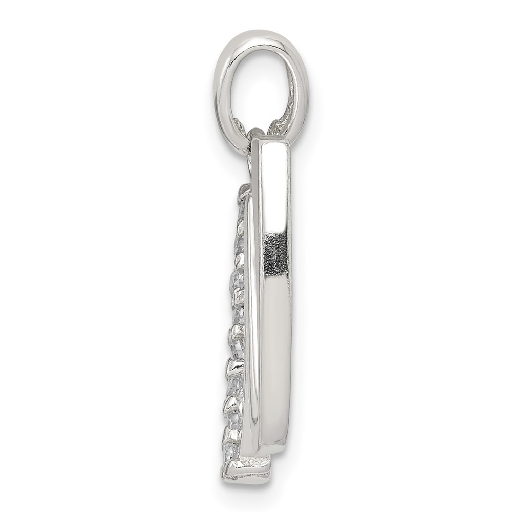 Sterling Silver CZ Letter W Initial Pendant (QC6525W)