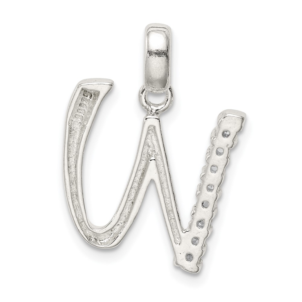 Sterling Silver CZ Letter W Initial Pendant (QC6525W)