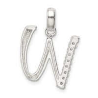 Sterling Silver CZ Letter W Initial Pendant view 3