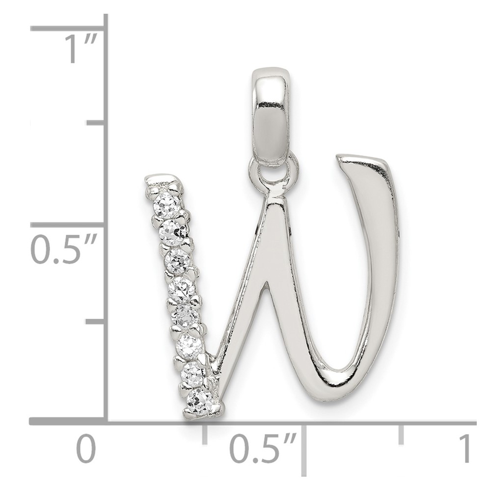 Sterling Silver CZ Letter W Initial Pendant (QC6525W)