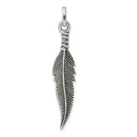 Sterling Silver Antiqued Feather Pendant view 4