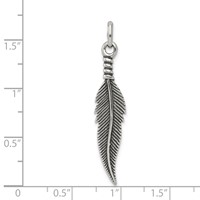 Sterling Silver Antiqued Feather Pendant view 3