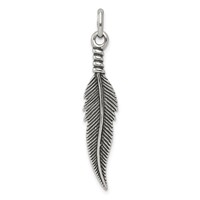 Sterling Silver Antiqued Feather Pendant view 1