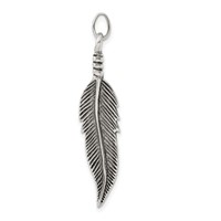 Sterling Silver Antiqued Large 3-D Feather Pendant view 4