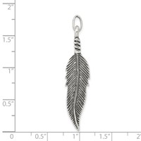 Sterling Silver Antiqued Large 3-D Feather Pendant view 3