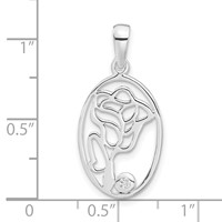 Sterling Silver Polished CZ Rose Oval Pendant view 3