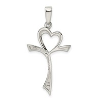 Sterling Silver Polished Heart Cross view 4