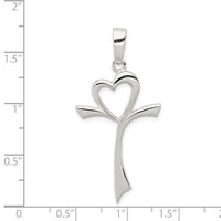 Sterling Silver Polished Heart Cross view 3
