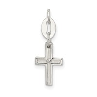 Sterling Silver & CZ Polished Cross Charm view 4