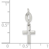 Sterling Silver & CZ Polished Cross Charm view 3