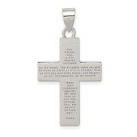 Sterling Silver Rhodium-plated Polished Lords Prayer Cross Pendant view 3